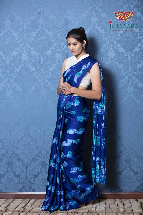 Exquisite Blue Hand Painted Batik on Georgette -to bring out the timeless look in you